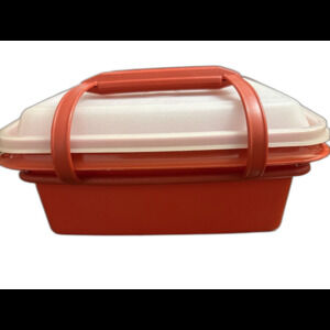 Vintage 80s Tupperware #1254  Pack N Carry Lunch Box Carrier with Lid & Handle